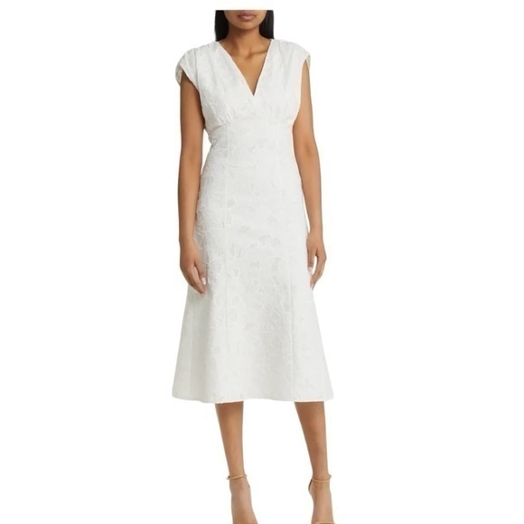 BOSS Dipata Embroidered Cotton Blend Dress in White Size 4 NWT - Picture 1 of 12